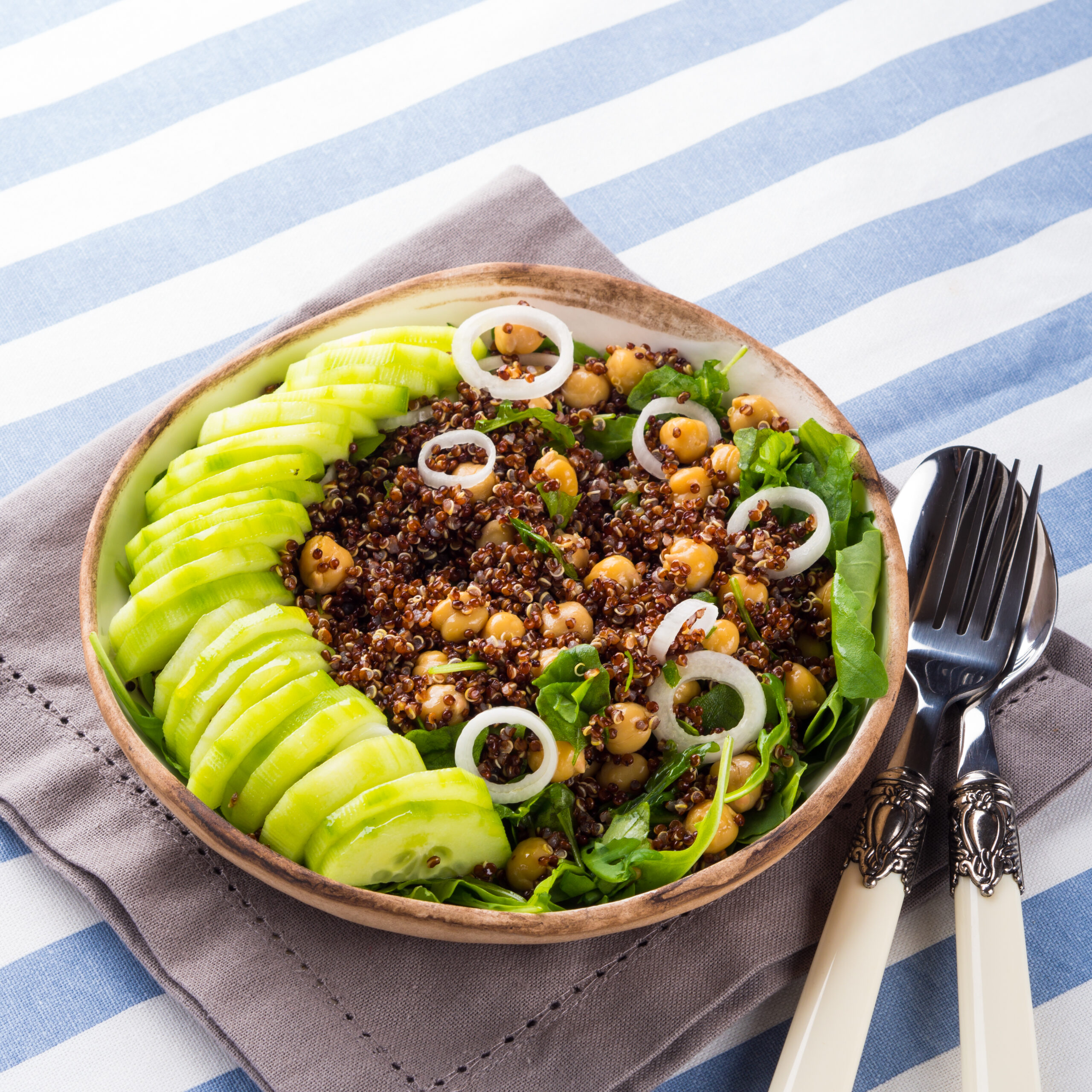 Quinoa salad bowl with cucumbers, chickpeas, onions, arugula. Light protein healthy dinner lunch SSUCv3H4sIAAAAAAAACpxVy27jIBTdjzT/UHndSMZ2Ap5fqWaB8Y2NSsDDo1VV9d/nGjsphlnNKvHhcJ+Hez9//nh6qgbupKh+PX2uX/gtlQrOW+6l0QjXzztuQY9gUwRG6Y2VXKXgwL2YNb8BgjootcJf8bBynvvgwCXOBjk5b8TrMhtvEG/vZkZYjJM+4u5wYIHfnJfRwQMFt6SfV7ylJE8hPpoBoq8UFZiquV39QhAlSayCe5gwuWO0e6letu+n+8Fmins8qqrnBHNhiNgd2oz/183tz+9HOhNo8bHG9pVEbUEB3yr8slGr13cP9pZm8SdIbXiaRnXpu6atMheOKz4eaTXryHeYFaU96WuWX3yDCTwfFBwvN5TWOVXMEpsPeTQXcimYQYTbEAV4YDbnnMltmII6miQNoaTJmRbVAD6LsiaFxasFN2eVaEqaMCqvF2WF08G8q5zV0Jw1ysJj2xS2FoUyLYwVtTN6e8sJrUVzOW0GOxQt63LWZAEyY1jcwidEUSckQuu+9MiVnz+ORMy00OIosz6RumYokm8t9jWKoaiPNR7kMVrS1OxcygtwrmR9IbQteJMKPku/aemlLxoojHnNzV1IzlJBi7zPrOzMLY+NsZ4U726UWucPBK3VSZX+KQ8lpzl/BawpzFsQcjmqjfWsLXhSo0SwYdq7rLGkfA06eCv3VVN0d+cmA46HUZpklr0ZwVXcDwlpsVJgEHE4bojxqO3kmjBBe7vqDl119/pUyphln1tXNAsPmXLn8Mb6uCOe7om4QBJXGhW3BrSP82rcXmhF2oZ0lJ7x5xLnJtsJ21acJdqJEd1jDIsyfITV6WNZZPvqTOu2Ji3rt/N0E8RNJ8c493dIrqaqoaeE08v5BJz3p66D/jTUhJ3YyETbnFk7dmvhv/4CAAD//wMAjuXVIx0IAAA=